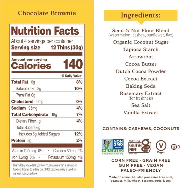 Simple Mills Sweet Thins, Chocolate Brownie - 4.25 oz