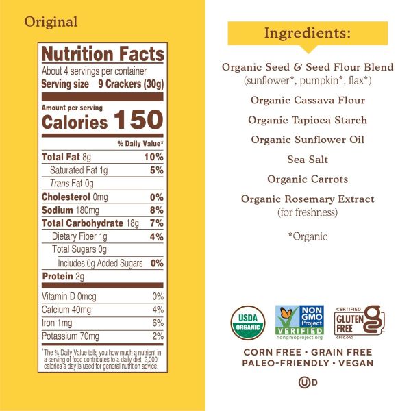 Simple Mills Organic Seed Flour Crackers, Garlic & Herb - 4.25 oz