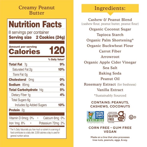 Simple Mills Nut Butter Stuffed Sandwich Cookies, Creamy Peanut Butter - 6.7 oz