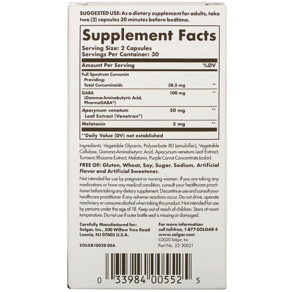 Solgar Full Spectrum Curcumin Sleep Ease 60 Licaps