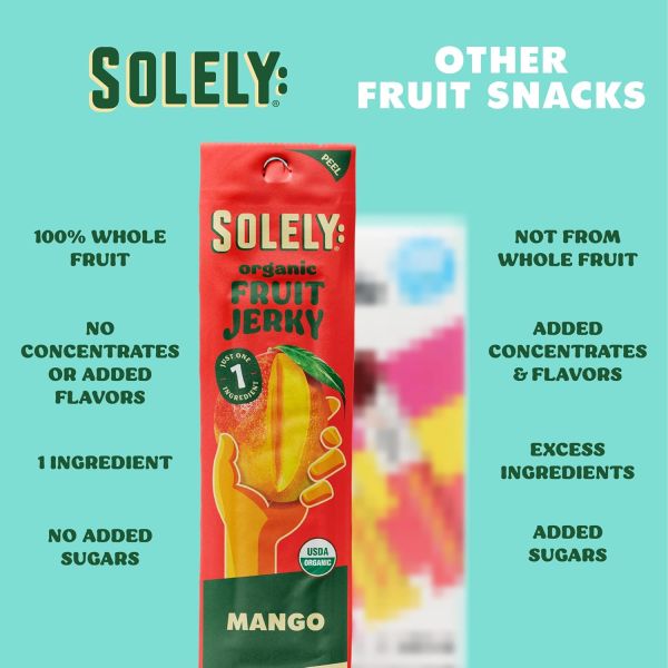 Soley Organic Mango Fruit Jerky - 1 Individually Wrapped Fruit Strip