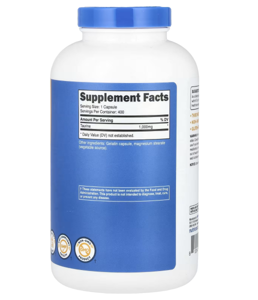 Nutricost Taurine - 1000 mg - 400 Capsules