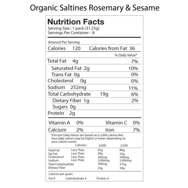Suzie's Organic Saltines Crackers, Rosemary Sesame