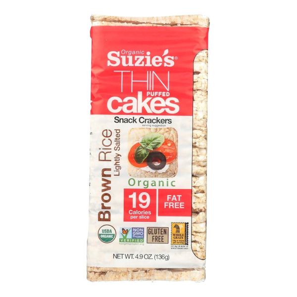 Suzie's Thin Puffed Cakes, Gluten Free Brown Rice Lightly Salted - 4.9 oz