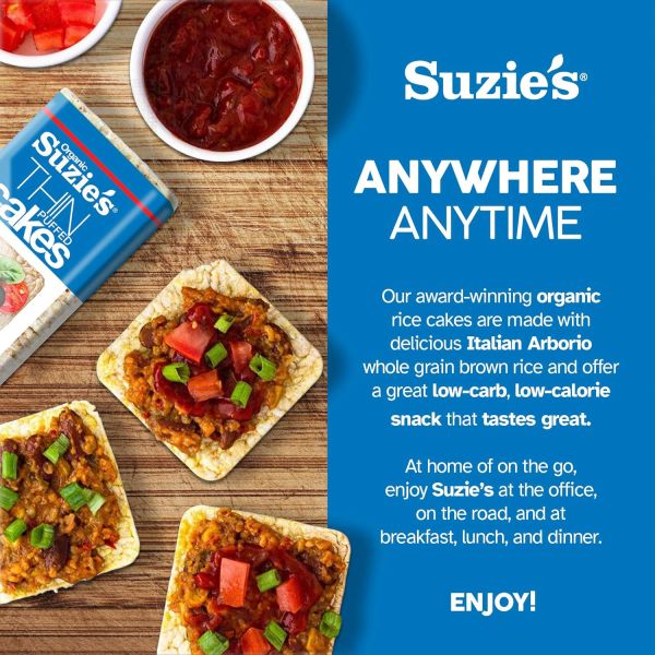 Suzie's Organic Brown Rice Cake Thins, Unsalted