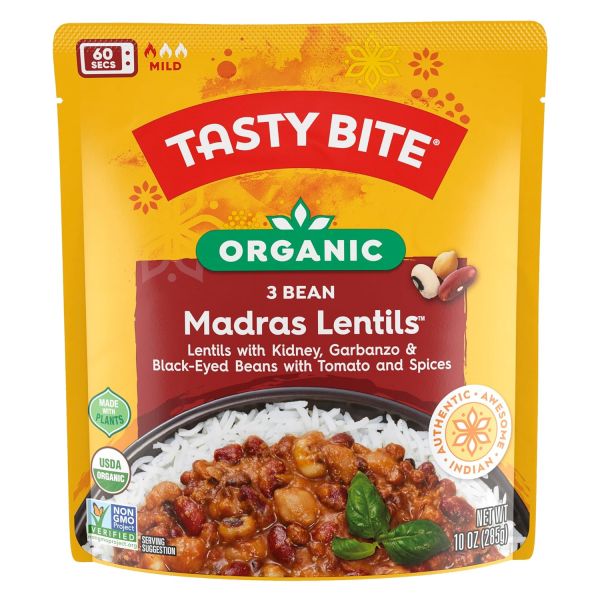 Tasty Bite Vegan Organic 3 Bean Madras Lentils - 10 oz