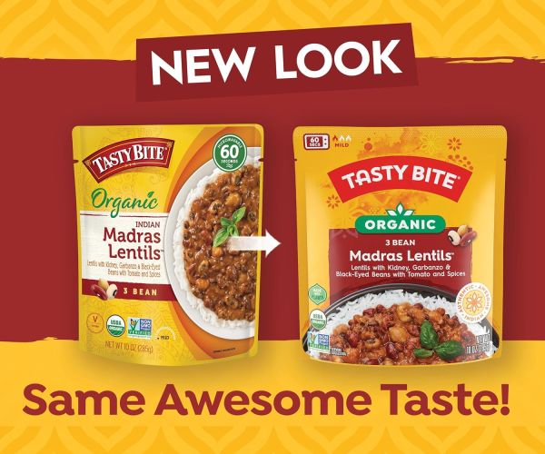 Tasty Bite Vegan Organic 3 Bean Madras Lentils - 10 oz