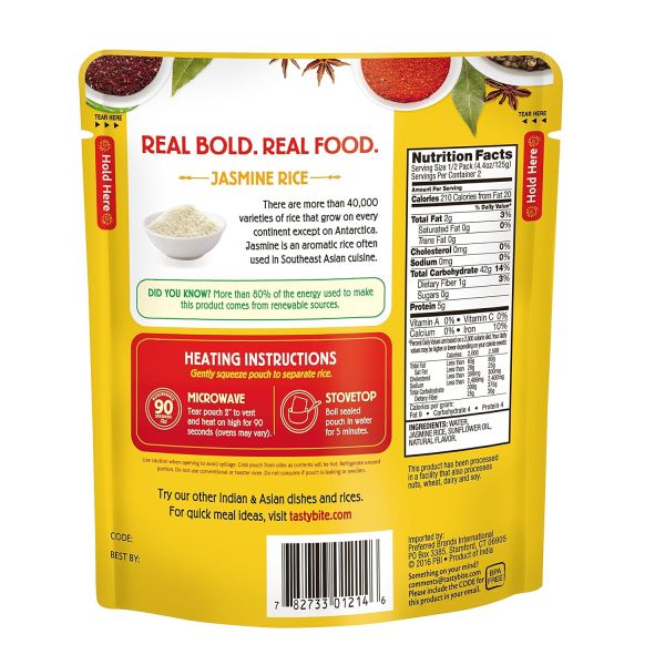Tasty Bite Vegan Non-GMO Organic Jasmine Rice - 8.8 oz