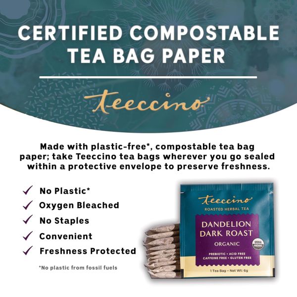 Teeccino Dandelion Herbal Tea - 50 Tea Bags