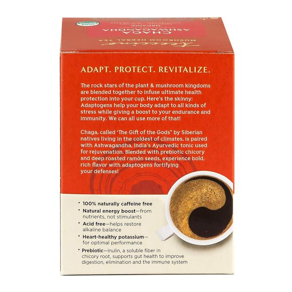 Teeccino Chaga Ashwagandha Tea, Butterscotch Cream - 25 Tea Bags