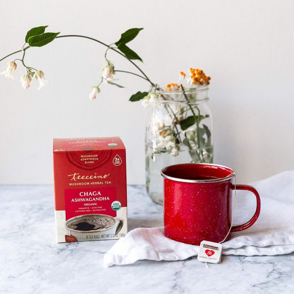 Teeccino Chaga Ashwagandha Tea, Butterscotch Cream - 25 Tea Bags