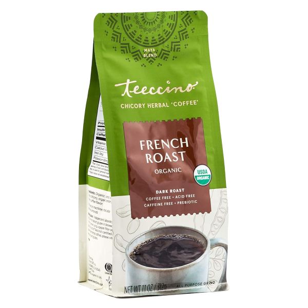 Teeccino Chicory Herbal Coffee Alternative, Organic Mediterranean Blend French Roast