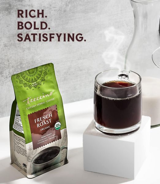 Teeccino Chicory Herbal Coffee Alternative, Organic Mediterranean Blend French Roast