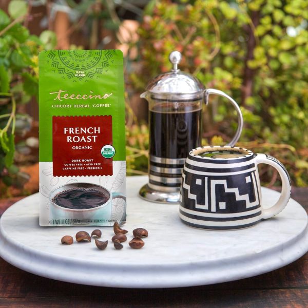 Teeccino Chicory Herbal Coffee Alternative, Organic Mediterranean Blend French Roast