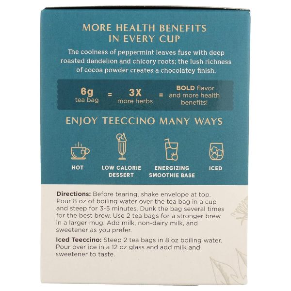 Teeccino Dandelion Mocha Mint Herbal Coffee, Medium Roast - 10 oz