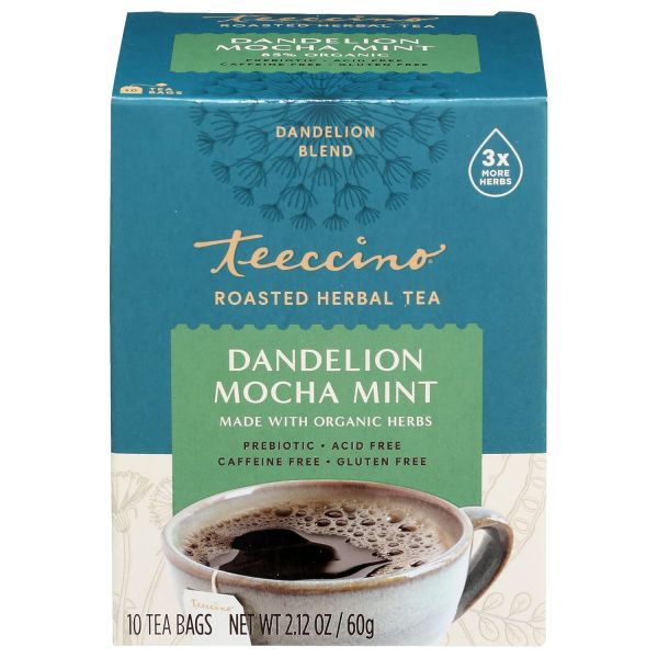 Teeccino Dandelion Mocha Mint Herbal Coffee, Medium Roast - 10 oz