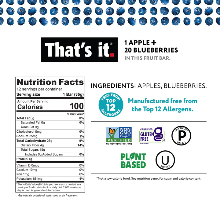 That's it. Apple + Blueberry Fruit Bar