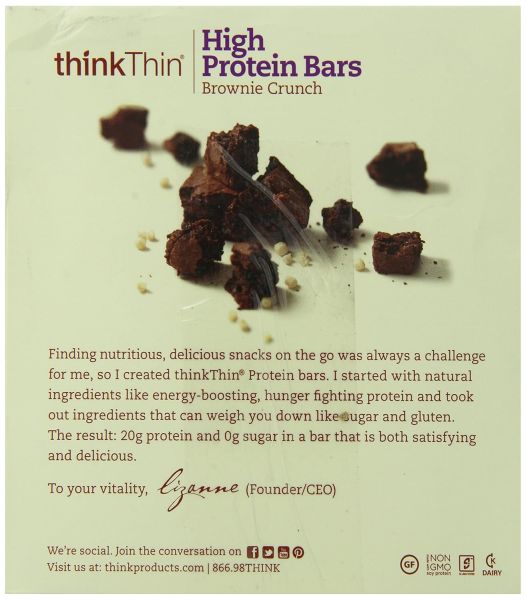 think! High Protein Bar, Brownie Crunch - 2.1 oz