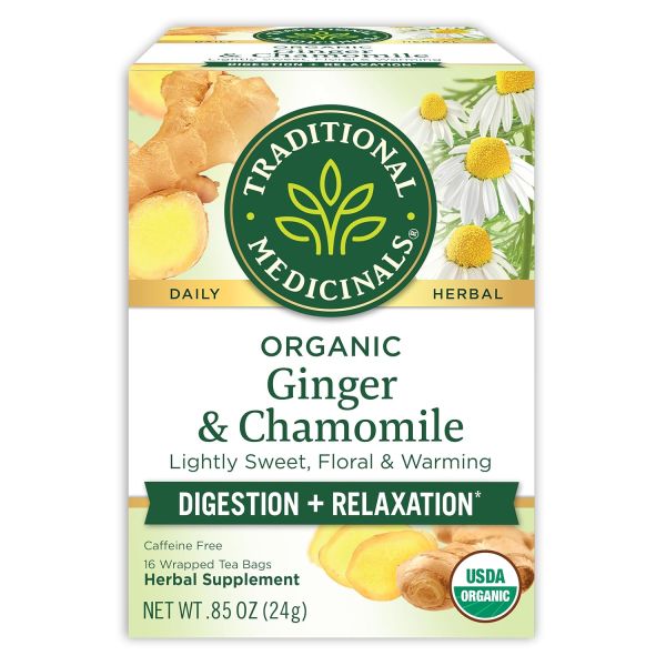 Traditional Medicinals Organic Ginger and Chamomile Herbal Tea - 16 Tea Bags