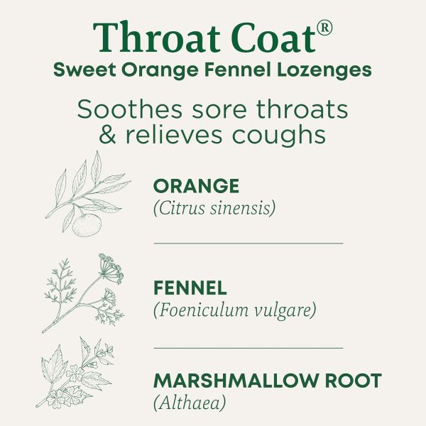 Traditional Medicinals Organic Throat Coat Lozenges, Sweet Orange Fennel