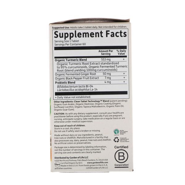 Garden of Life Organics Extra Strength Turmeric Inflammatory Response - 60 Vegan Tablets