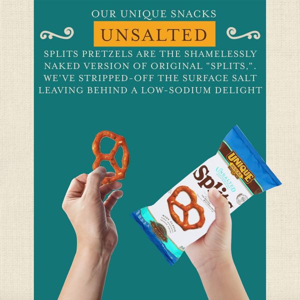 Unique Snacks Unsalted Pretzel Splits