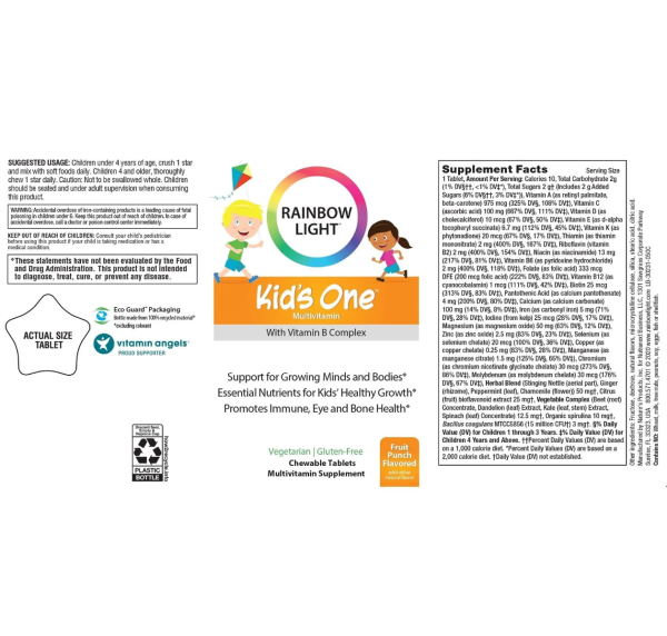 Rainbow Light Kids' One Multistars Fruit Punch - 90 Chewable Tablets