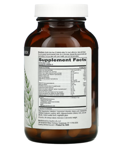 Country Life Maxi-Hair® Skin & Nails - 2000 mcg - 90 Tablets