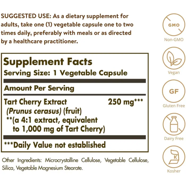 Solgar Tart Cherry Extract - 1000 mg - 90 Vegetable Capsules