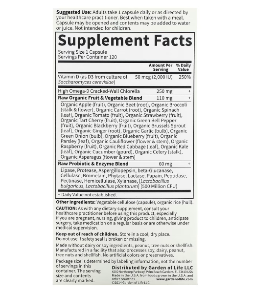 Garden of Life Vitamin Code RAW D3 - 2000 IU - 120 Vegetarian Capsules