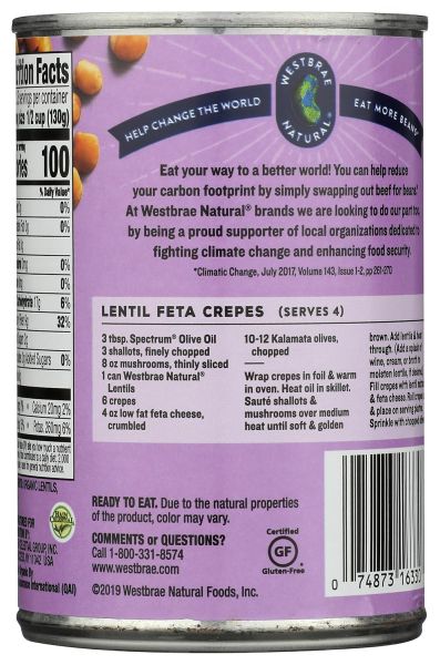 Westbrae Natural Organic Lentil Beans - 15 oz