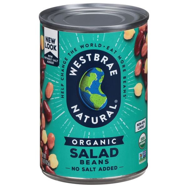Westbrae Natural Organic Salad Beans, Low Sodium - 15 oz