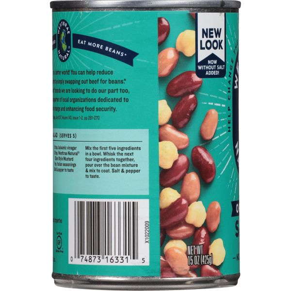 Westbrae Natural Organic Salad Beans, Low Sodium - 15 oz