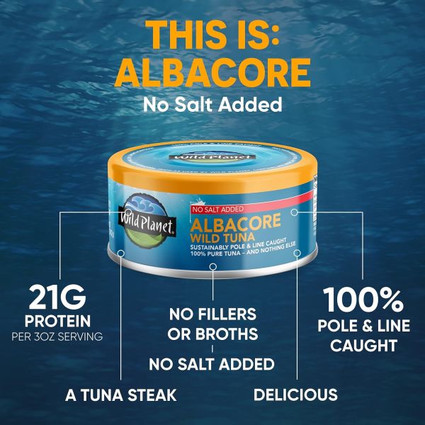 Wild Planet Wild Albacore Tuna, No Salt Added - 5 oz