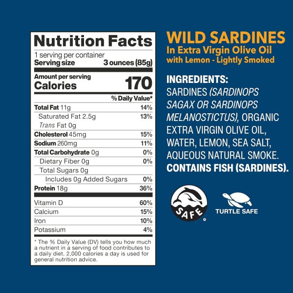 Wild Planet Wild Sardines in Extra Virgin Olive Oil with Lemon