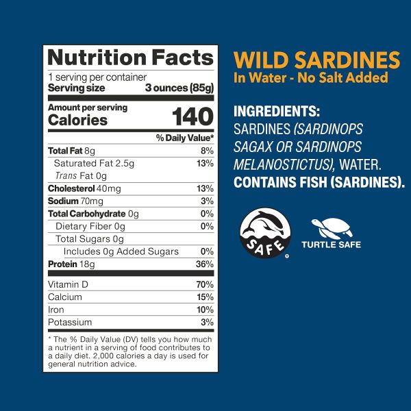 Wild Planet Wild Sardines in Water, No Salt Added - 4.4 oz