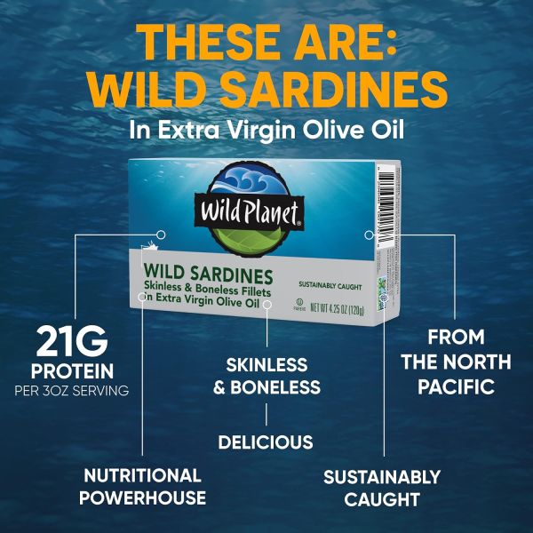 Wild Planet Wild Sardines in Extra Virgin Olive Oil with Sea Salt