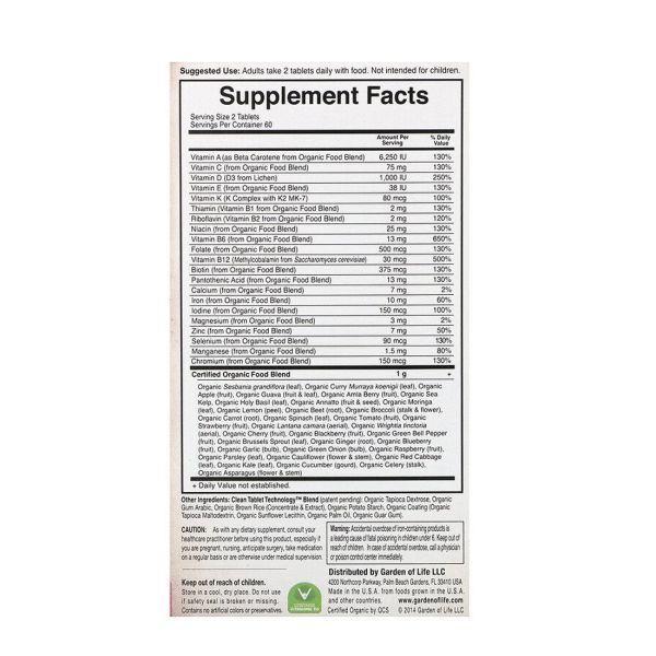 Garden of Life Organics Women's Multi - 120 Vegan Tablets