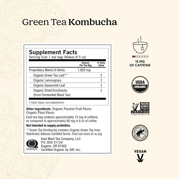 Yogi Tea Organic Kombucha Green Tea - 16 Tea Bags