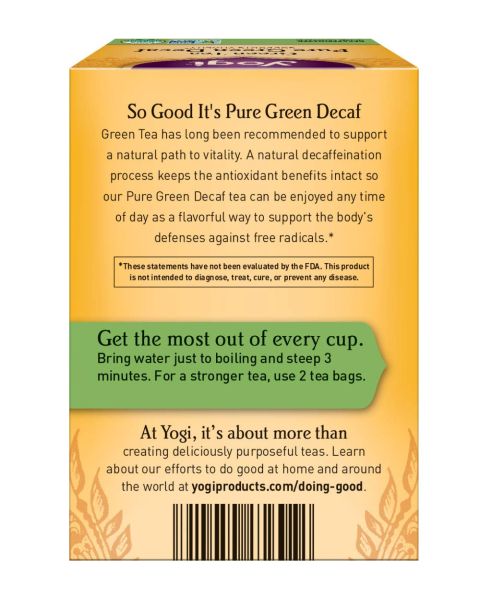 Yogi Tea Organic Pure Green Decaf Green Tea - 16 Tea Bags