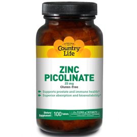 Country Life Zinc Picolinate - 25 mg - 100 Tablets