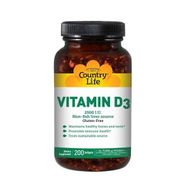 Country Life Vitamin D3 - 2500 IU - 200 Softgels