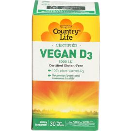 Country Life Vegan D3 - 5000 IU - 30 Vegan Softgels