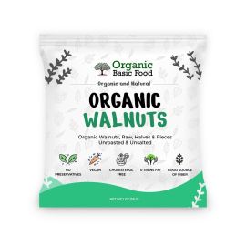 Organic Walnuts, Raw Halves & Pieces, Unroasted & Unsalted | Non-GMO | Vegan | Gluten-Free - 1 oz