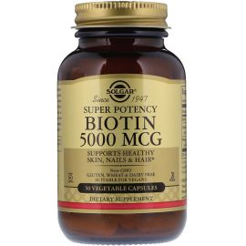 Solgar Biotin 5,000 mcg 50 Vegetable Capsules