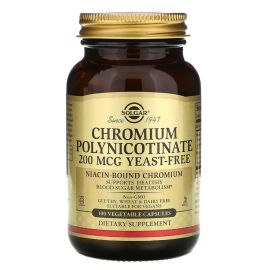 Solgar Chromium Polynicotinate Yeast Free - 200 mcg - 100 Vegetable Capsules
