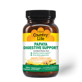 Country Life Papaya Digestive Support Pineapple Papaya - 200 Chewable Wafers