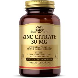 Solgar Zinc Citrate - 30 mg - 100 Vegetable Capsules