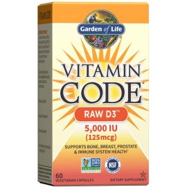 Garden of Life Vitamin Code RAW D3 - 5000 IU - 60 Vegetarian Capsules