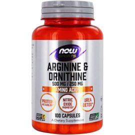 Now Foods Sports Arginine & Ornithine 500 mg /250 mg 100 Veg Capsules